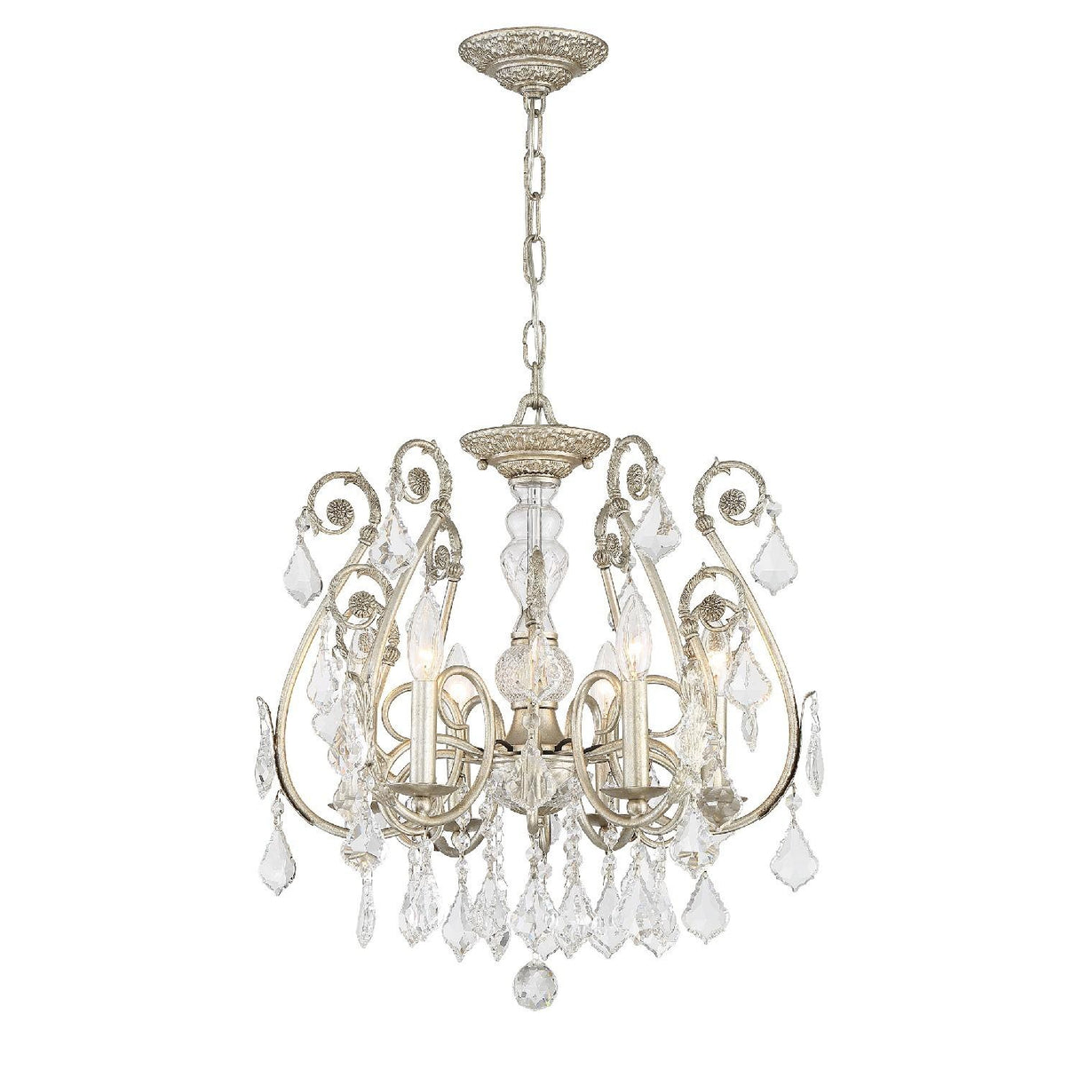 Crystorama Regis 6 Light Hand Cut Crystal Olde Silver Chandelier