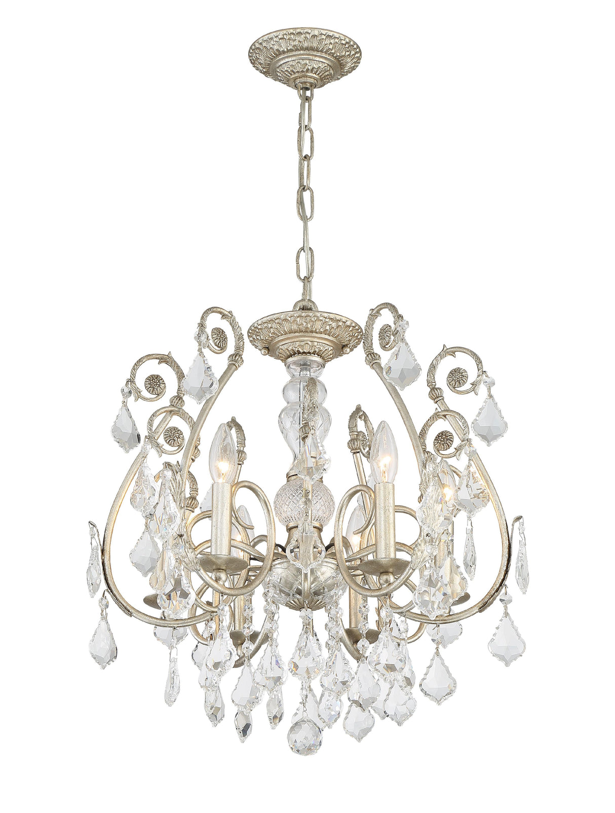 Crystorama Regis 6 Light Hand Cut Crystal Olde Silver Chandelier