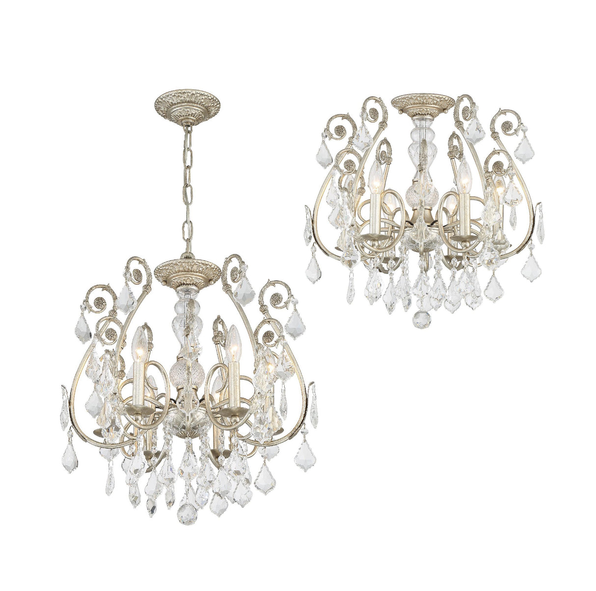 Crystorama Regis 6 Light Hand Cut Crystal Olde Silver Chandelier