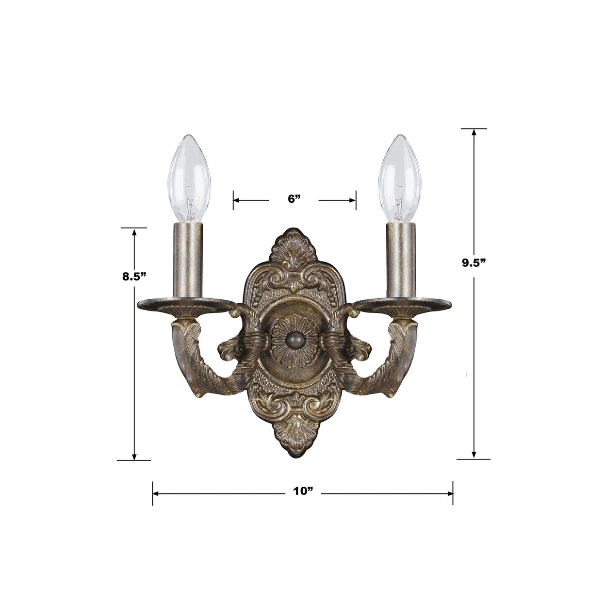 Crystorama Paris Market 2 Light Venetian Bronze Sconce