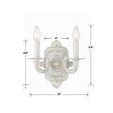 Crystorama Paris Market 2 Light Antique White Sconce