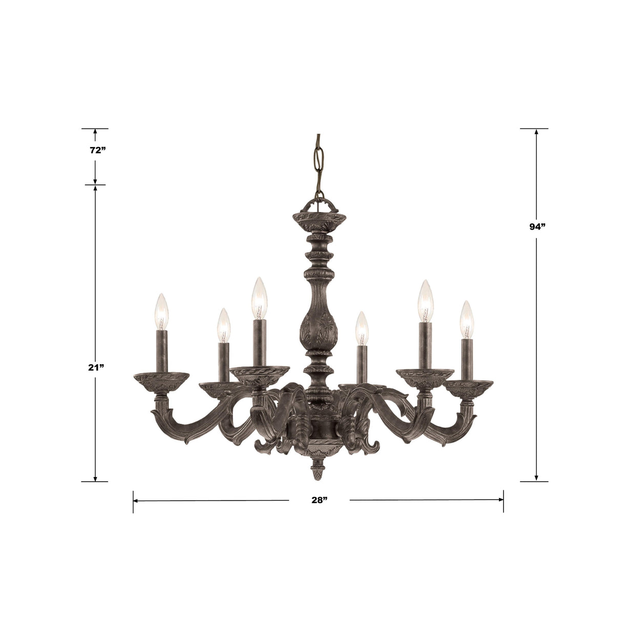 Crystorama Paris Market 6 Light Venetian Bronze Chandelier