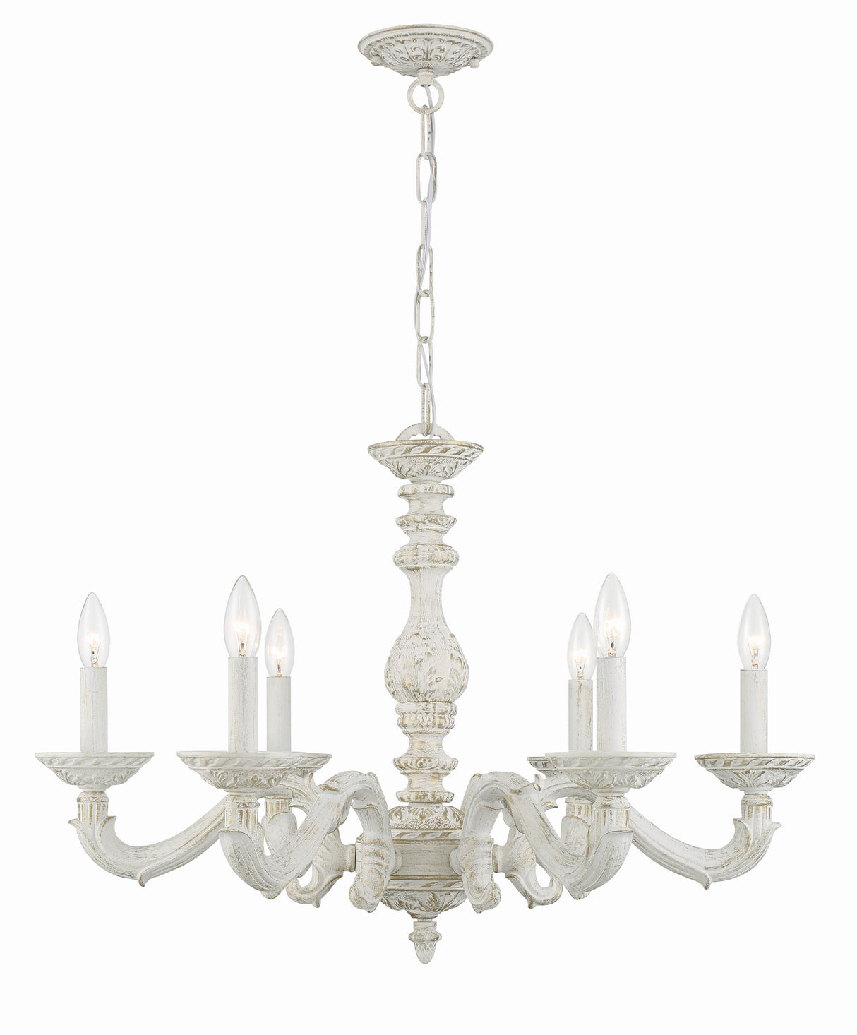 Crystorama Paris Market 6 Light Antique White Chandelier