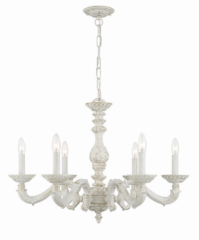 Crystorama Paris Market 6 Light Antique White Chandelier
