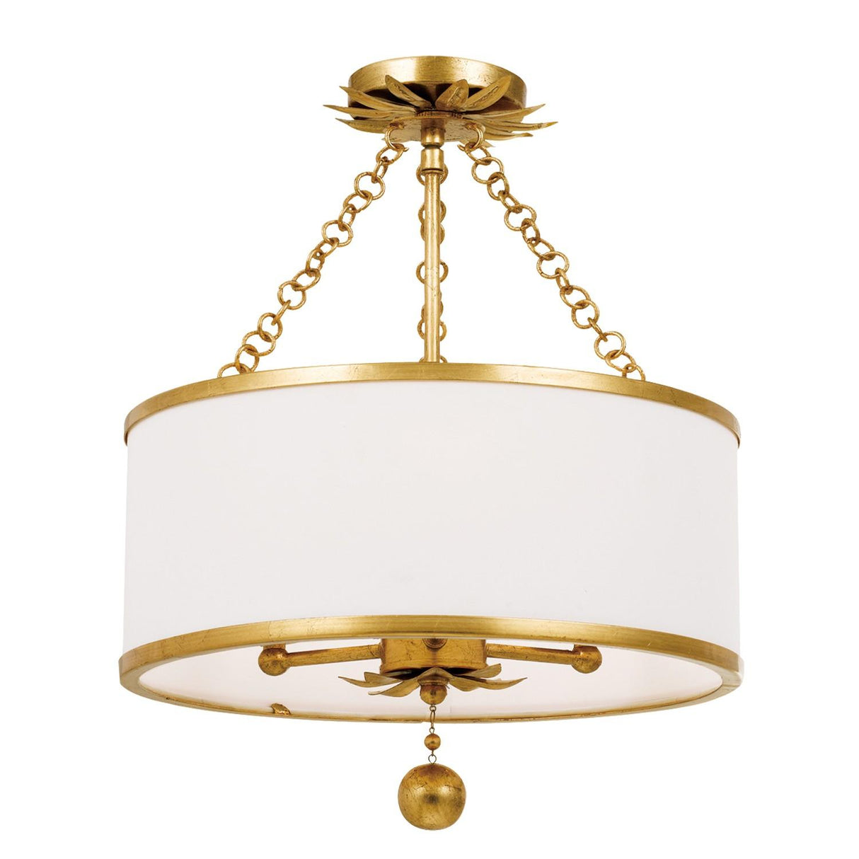 Crystorama Broche 3 Light Antique Gold Semi Flush Mount