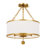 Crystorama Broche 3 Light Antique Gold Semi Flush Mount