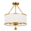 Crystorama Broche 3 Light Antique Gold Semi Flush Mount
