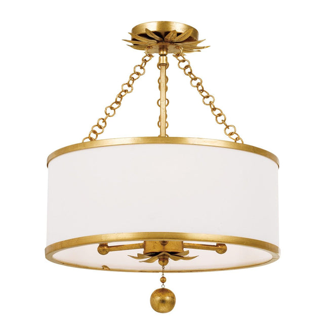 Crystorama Broche 3 Light Antique Gold Semi Flush Mount