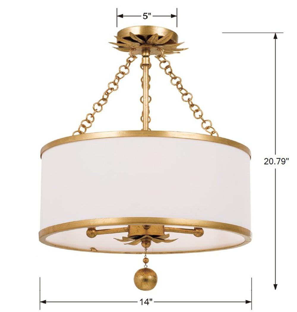 Crystorama Broche 3 Light Antique Gold Semi Flush Mount