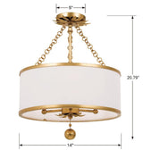 Crystorama Broche 3 Light Antique Gold Semi Flush Mount