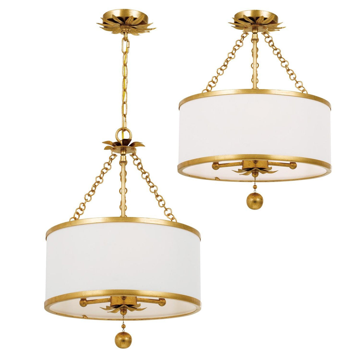 Crystorama Broche 3 Light Antique Gold Semi Flush Mount