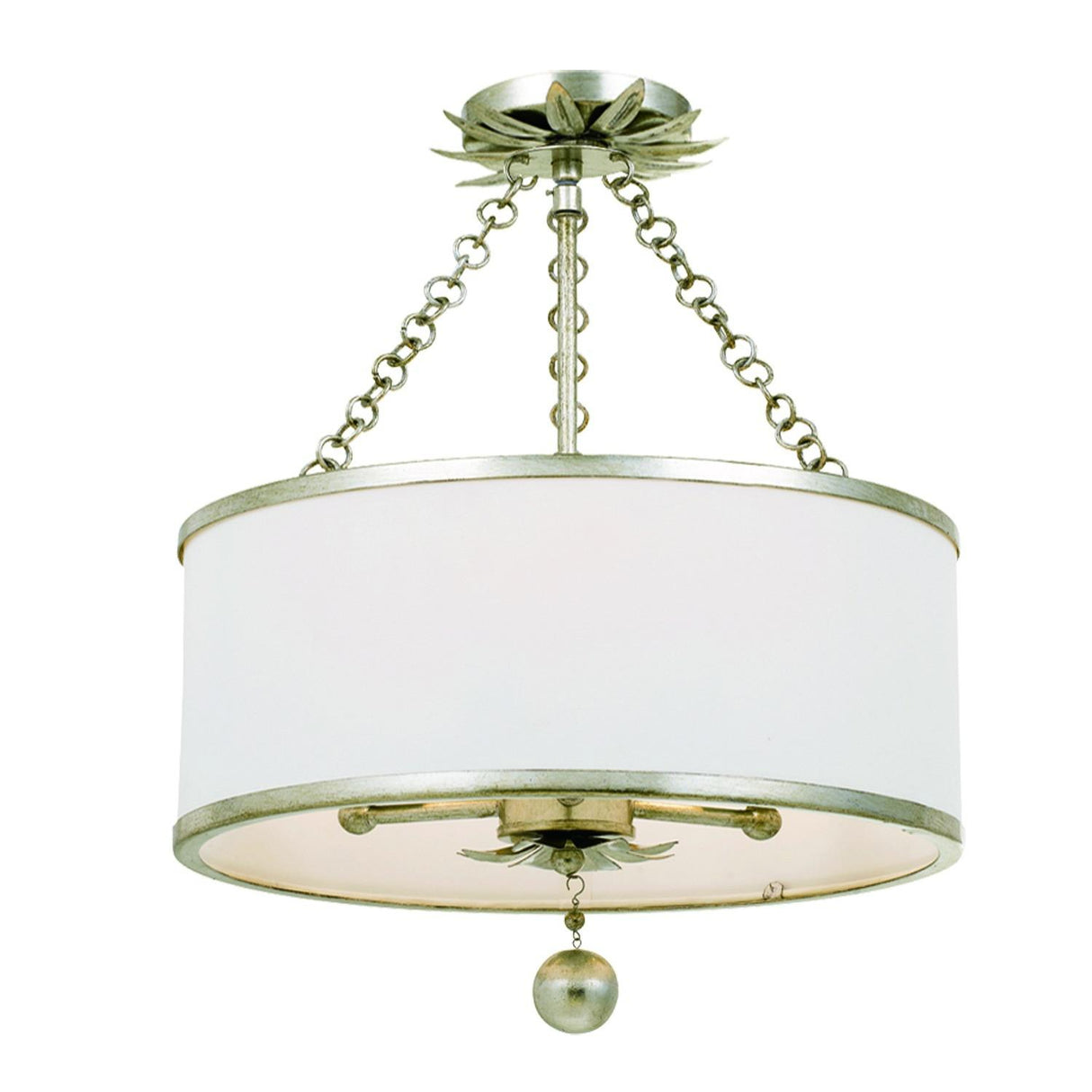 Crystorama Broche 3 Light Antique Silver Semi Flush Mount