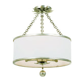 Crystorama Broche 3 Light Antique Silver Semi Flush Mount