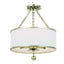 Crystorama Broche 3 Light Antique Silver Semi Flush Mount