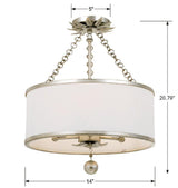 Crystorama Broche 3 Light Antique Silver Semi Flush Mount