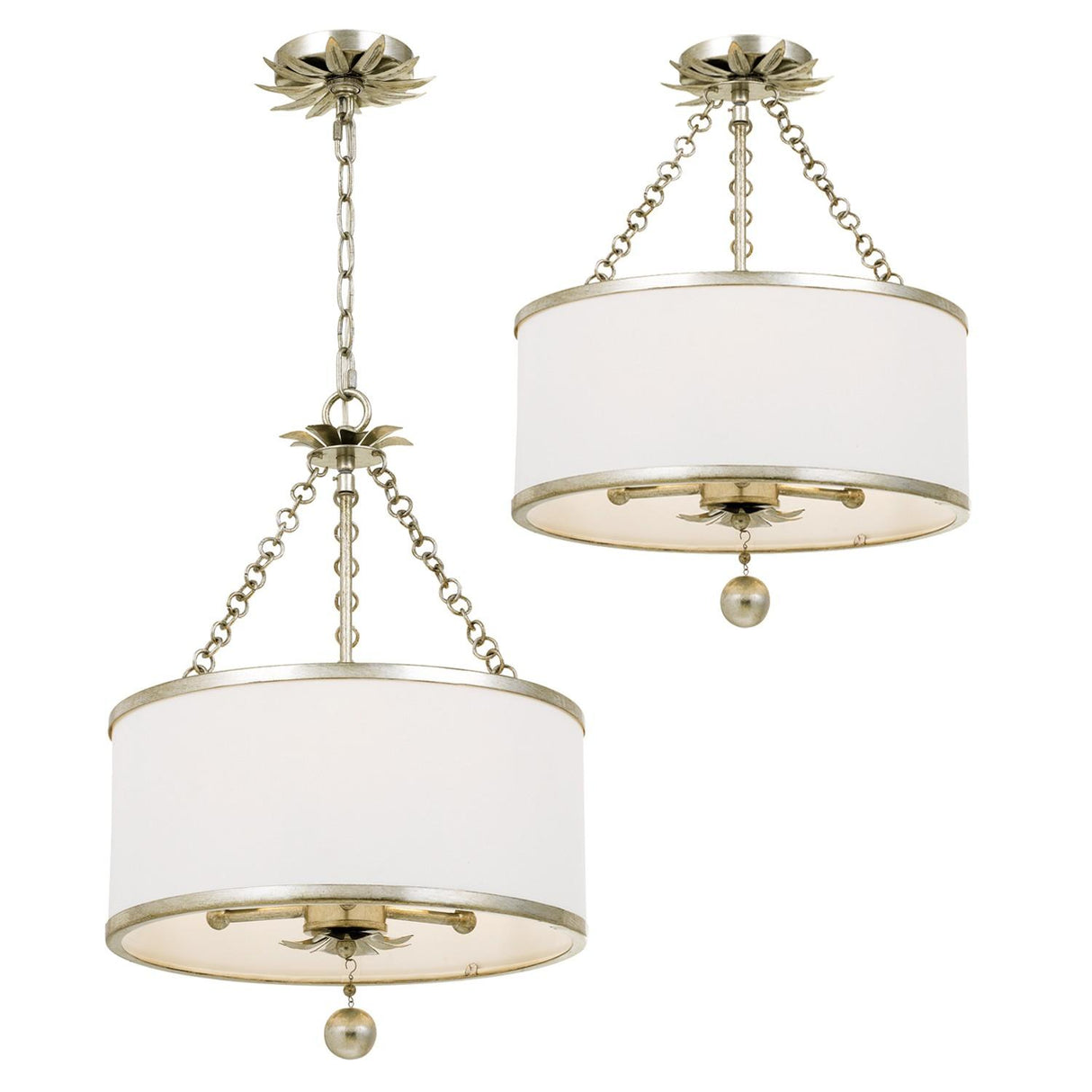 Crystorama Broche 3 Light Antique Silver Semi Flush Mount