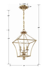 Crystorama Broche 3 Light Antique Gold Lantern Chandelier