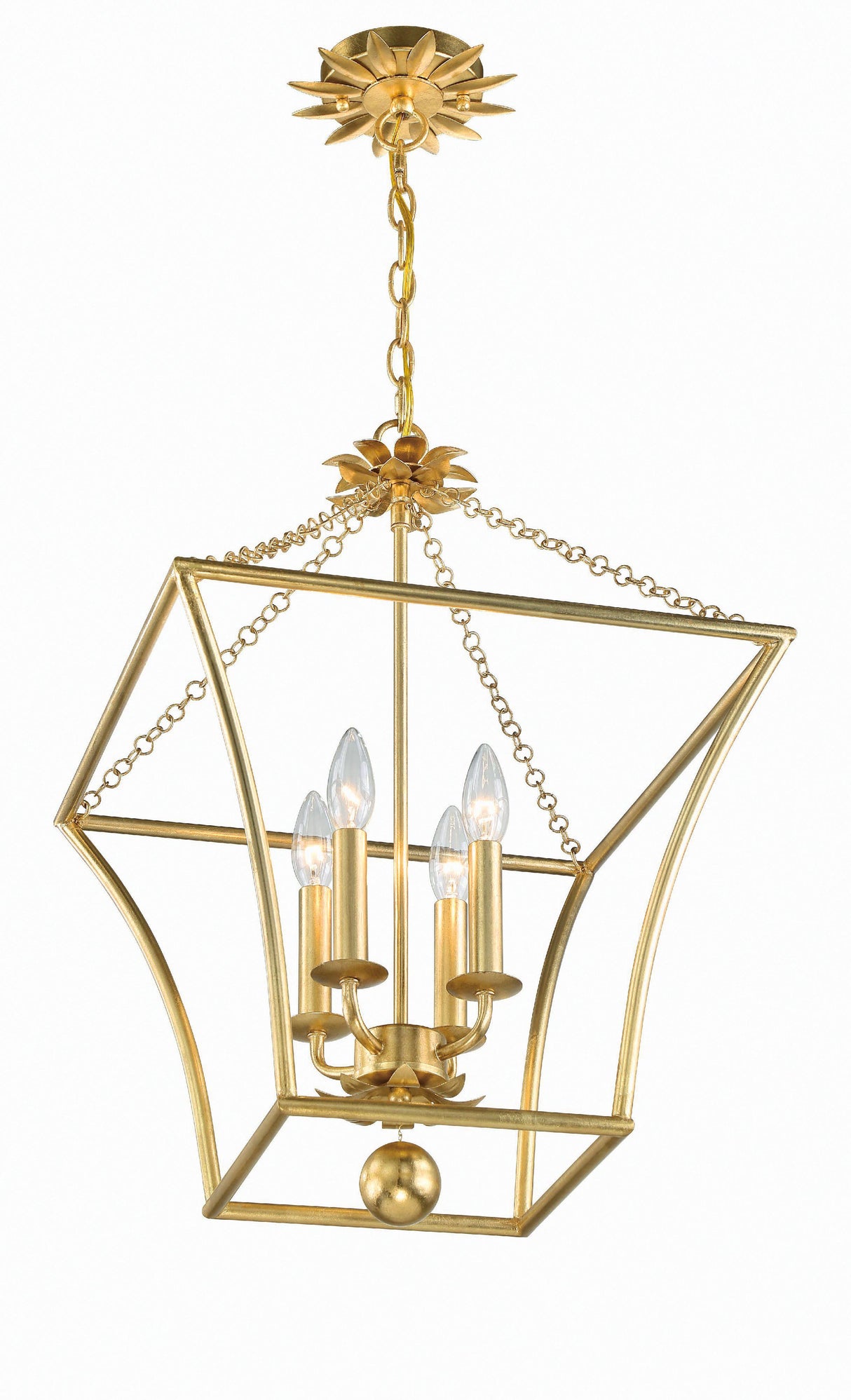 Crystorama Broche 3 Light Antique Gold Lantern Chandelier