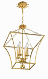 Crystorama Broche 3 Light Antique Gold Lantern Chandelier