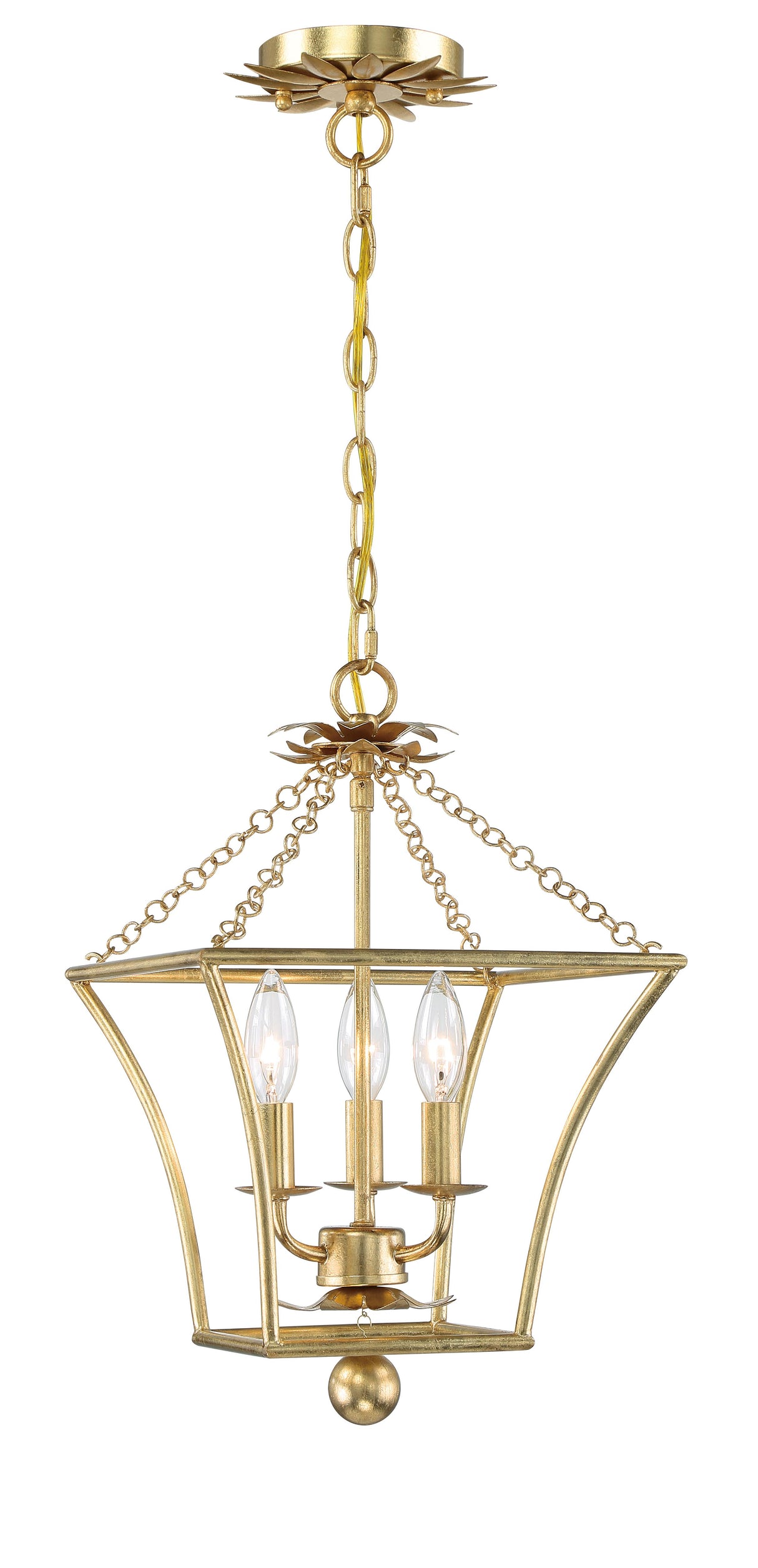 Crystorama Broche 3 Light Antique Gold Lantern Chandelier