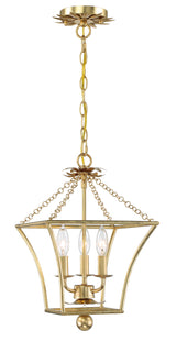 Crystorama Broche 3 Light Antique Gold Lantern Chandelier
