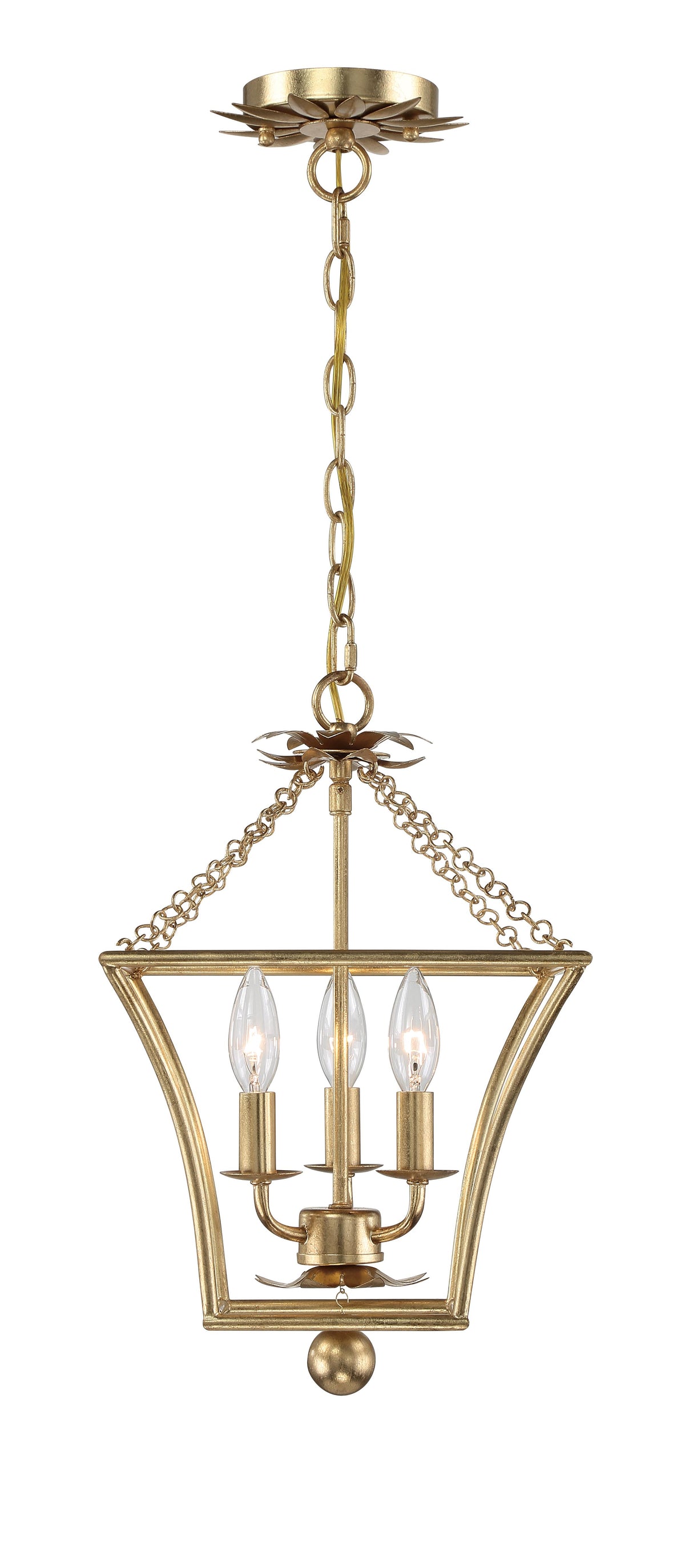 Crystorama Broche 3 Light Antique Gold Lantern Chandelier
