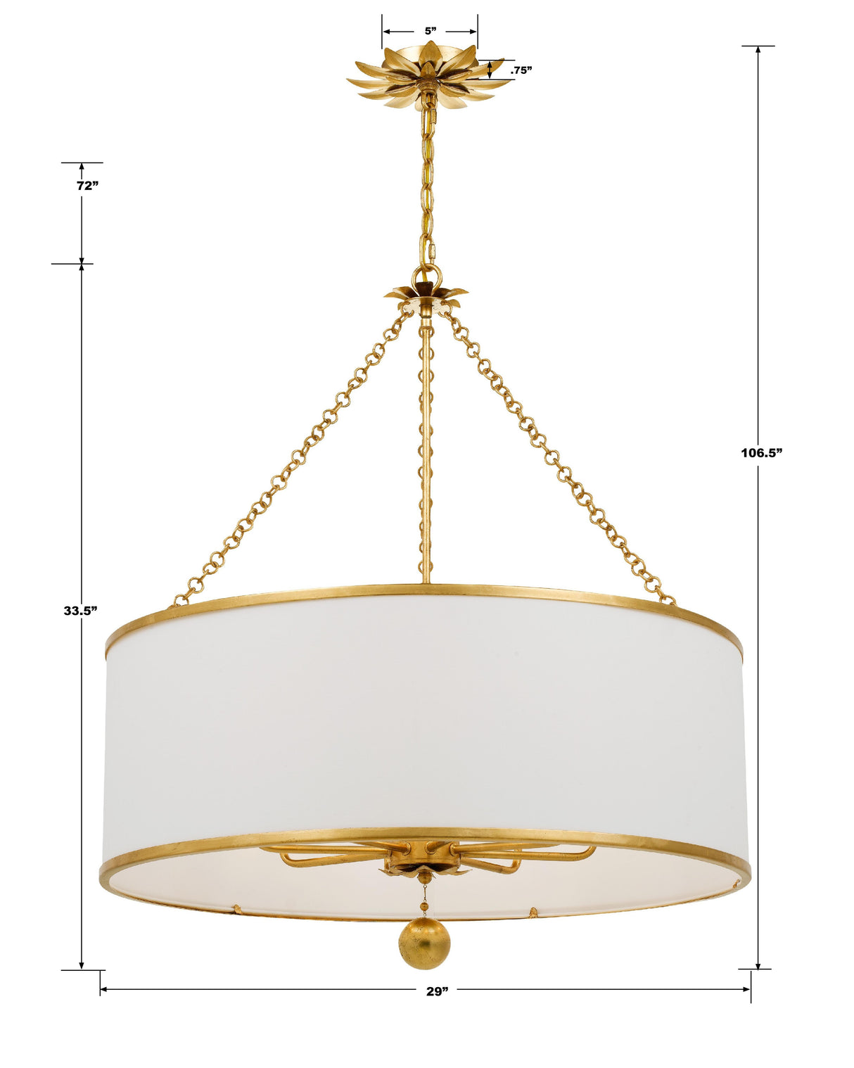 Crystorama Broche 8 Light Antique Gold Chandelier