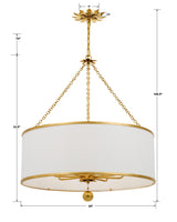 Crystorama Broche 8 Light Antique Gold Chandelier