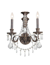 Crystorama Vanderbilt 2 Light Hand Cut Crystal English Bronze Sconce