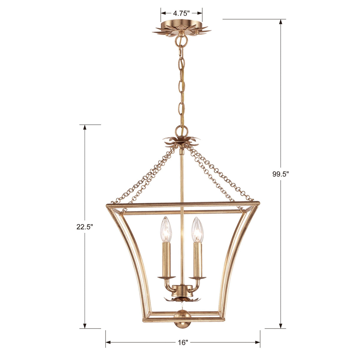 Crystorama Broche 4 Light Antique Gold Lantern Chandelier