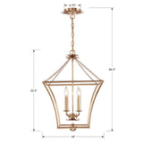Crystorama Broche 4 Light Antique Gold Lantern Chandelier
