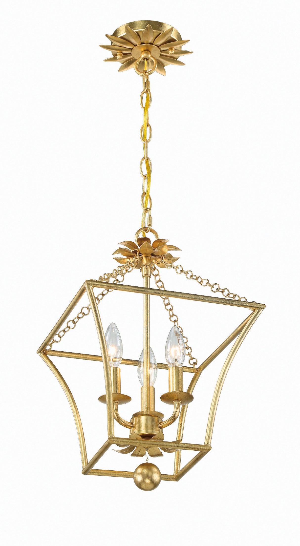Crystorama Broche 4 Light Antique Gold Lantern Chandelier