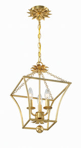 Crystorama Broche 4 Light Antique Gold Lantern Chandelier