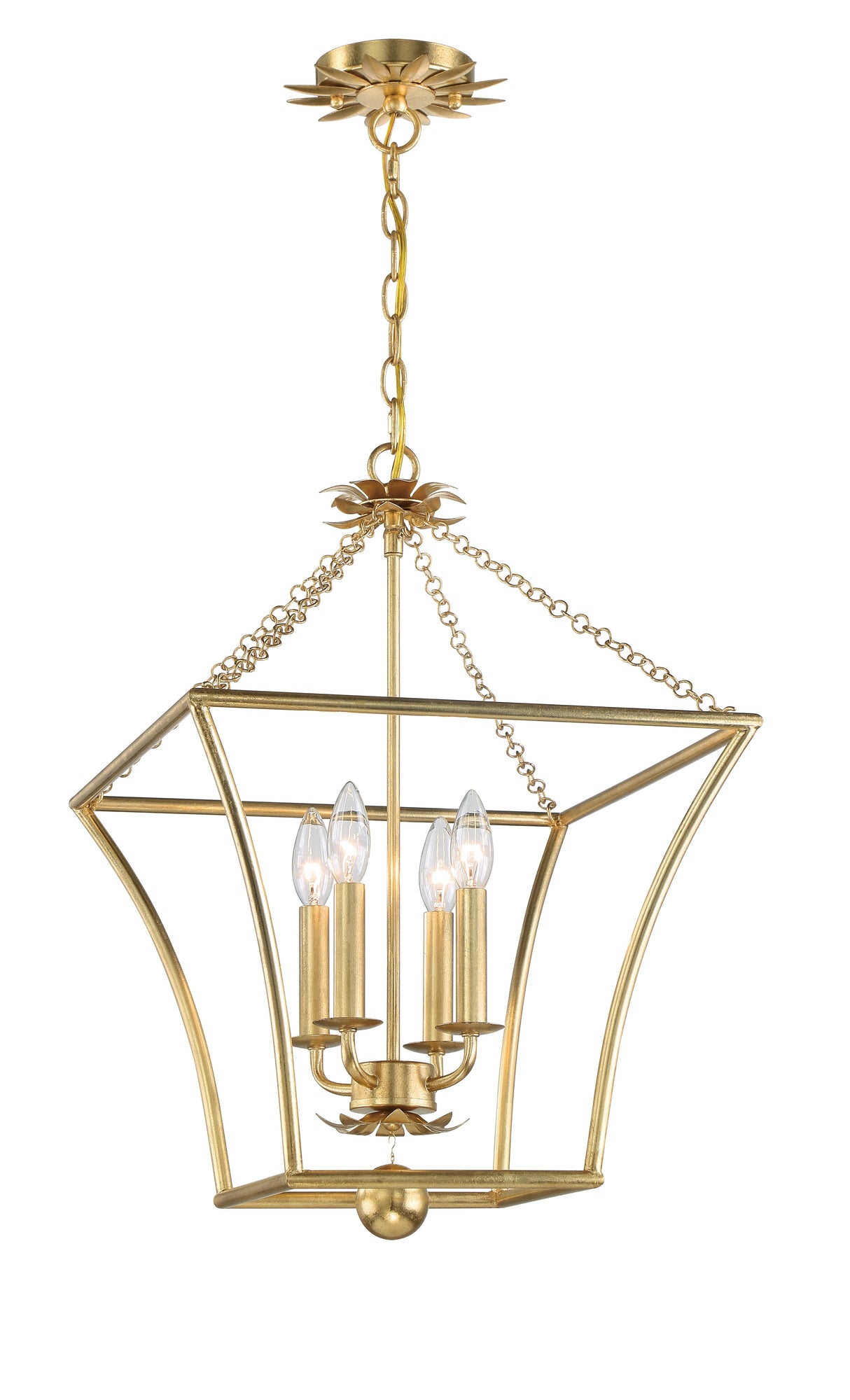 Crystorama Broche 4 Light Antique Gold Lantern Chandelier