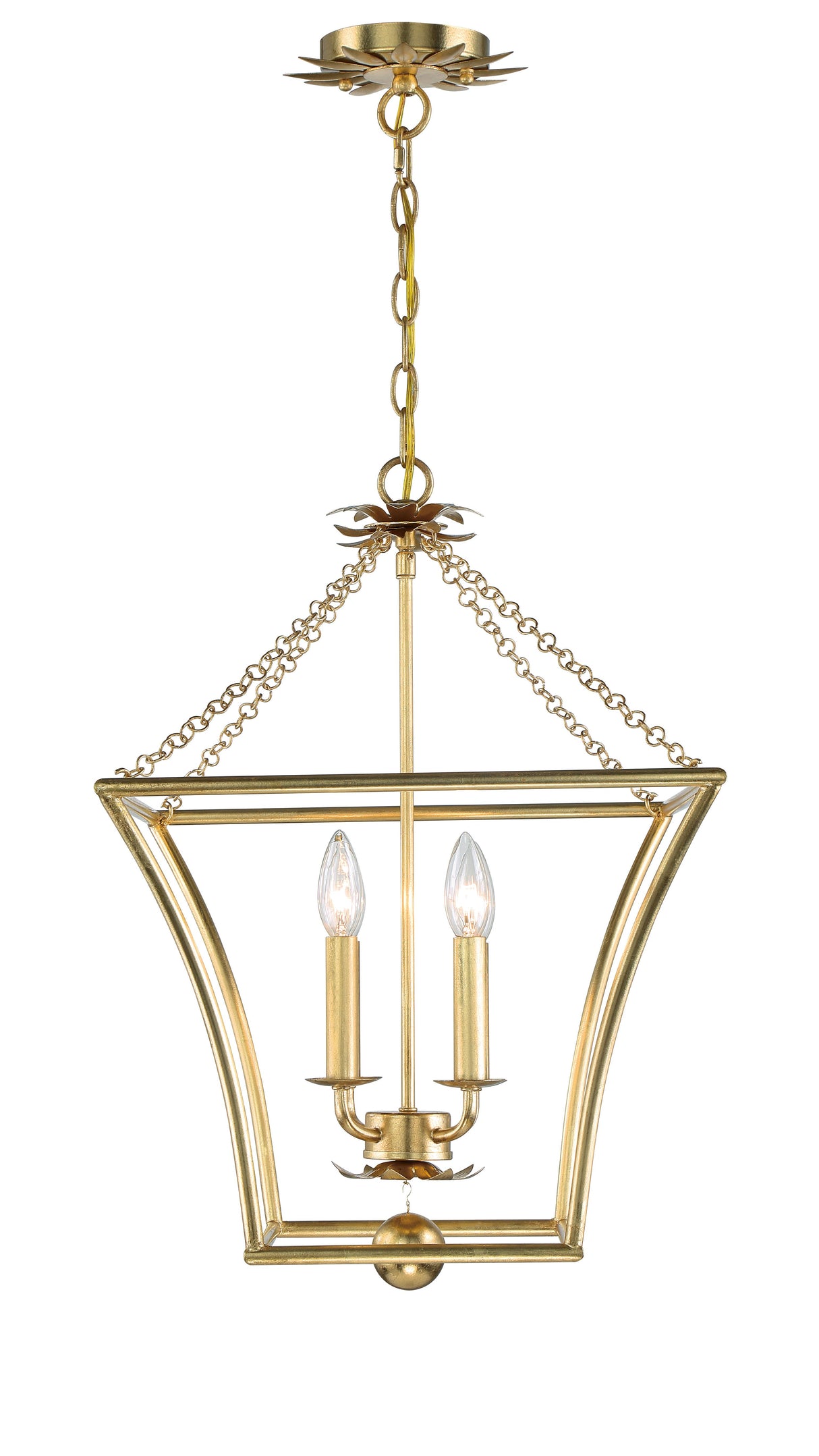 Crystorama Broche 4 Light Antique Gold Lantern Chandelier