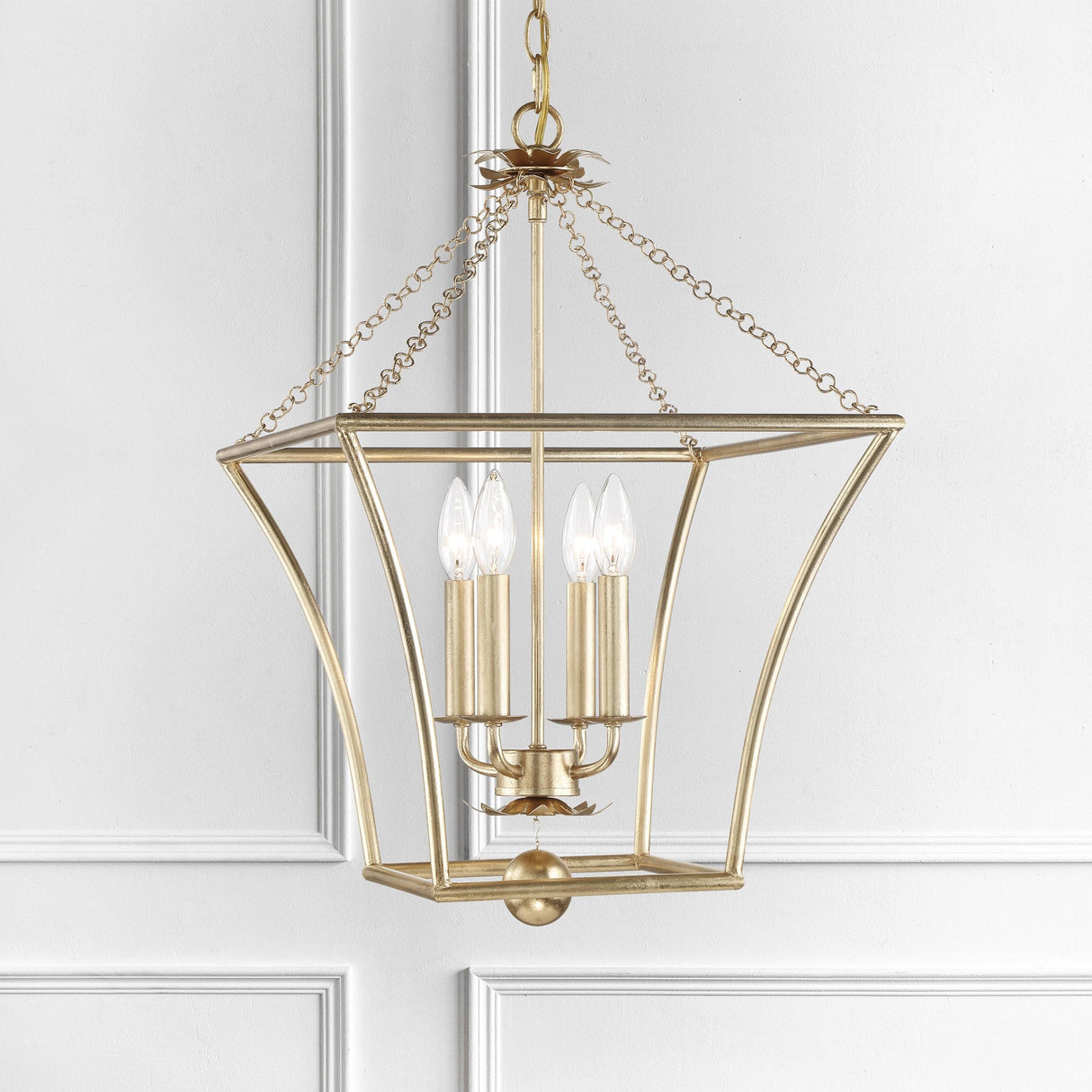 Crystorama Broche 4 Light Antique Gold Lantern Chandelier