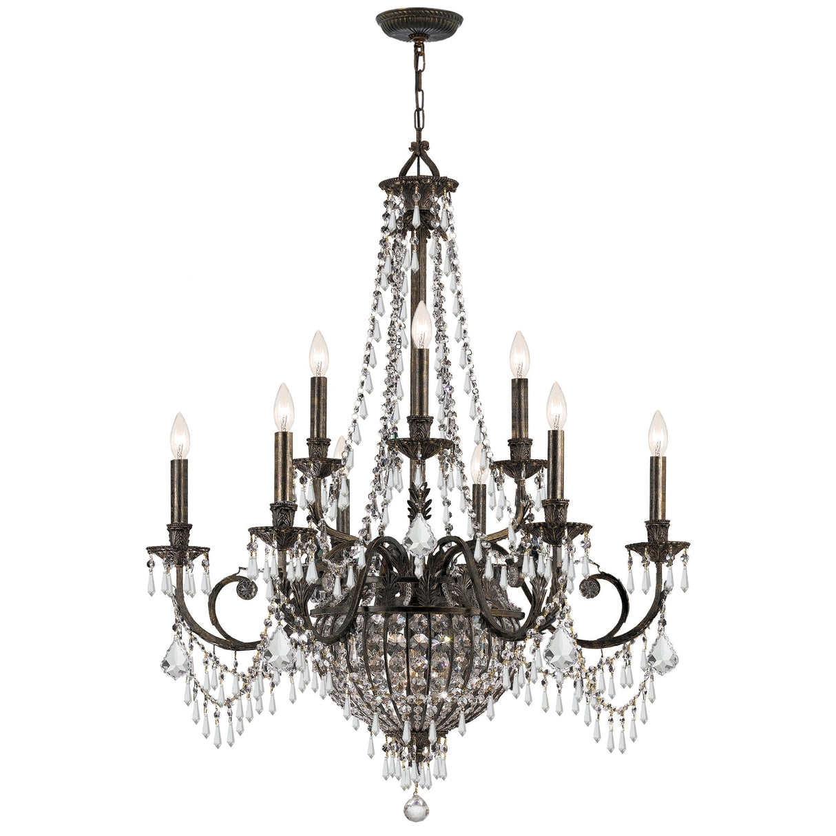 Crystorama Vanderbilt 12 Light Hand Cut Crystal English Bronze Chandelier