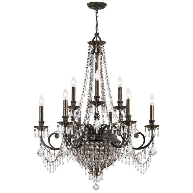 Crystorama Vanderbilt 12 Light Hand Cut Crystal English Bronze Chandelier