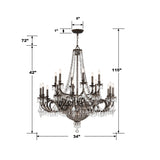 Crystorama Vanderbilt 23 Light Hand Cut Crystal English Bronze Chandelier
