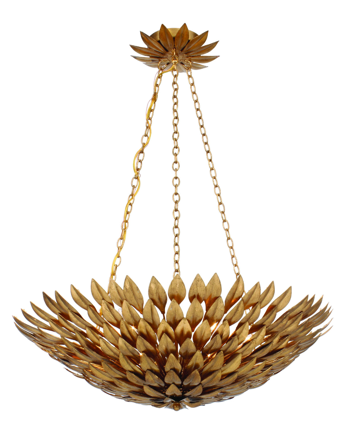 Crystorama Broche 6 Light Antique Gold Leaf Chandelier