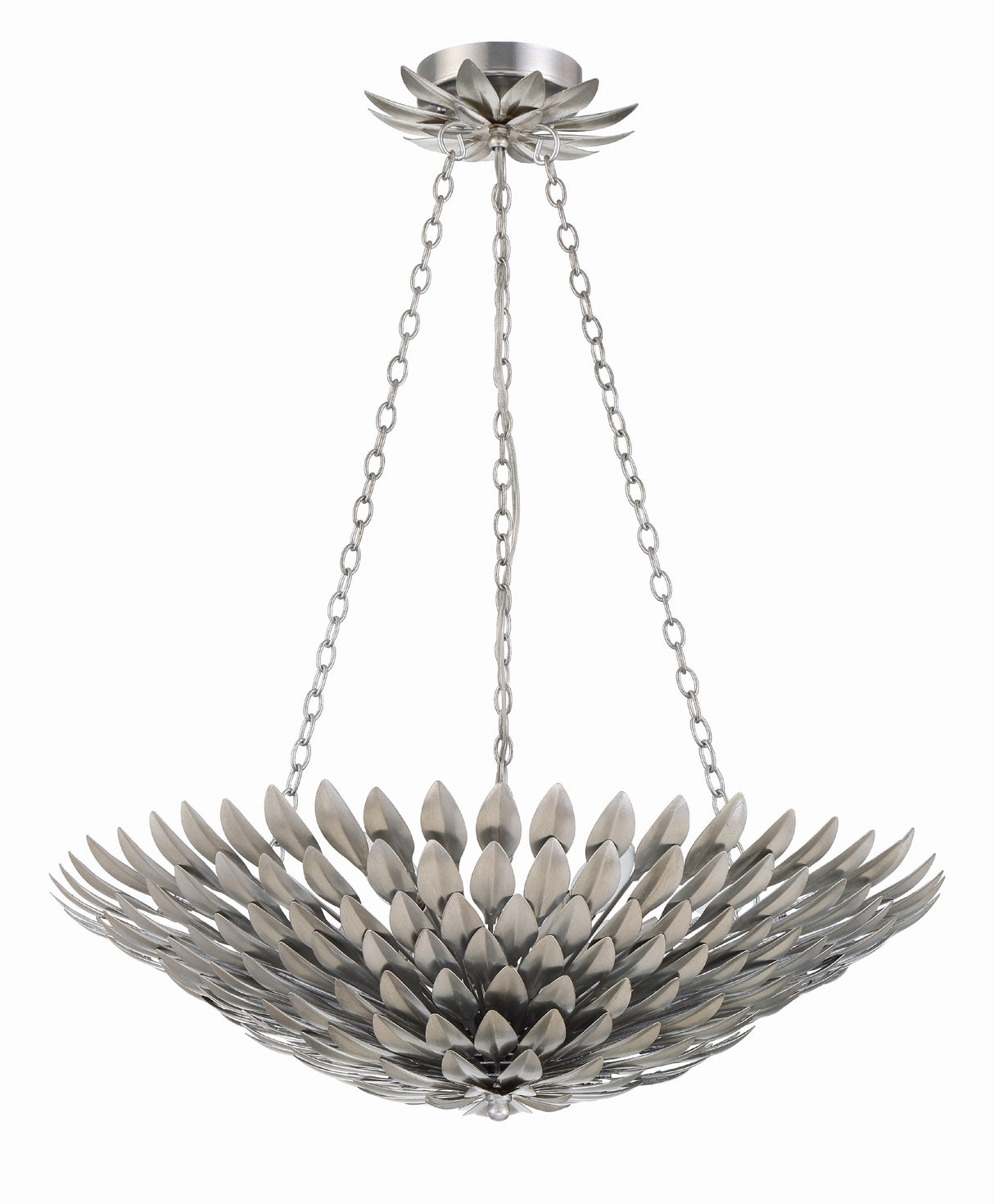 Crystorama Broche 6 Light Antique Silver Chandelier