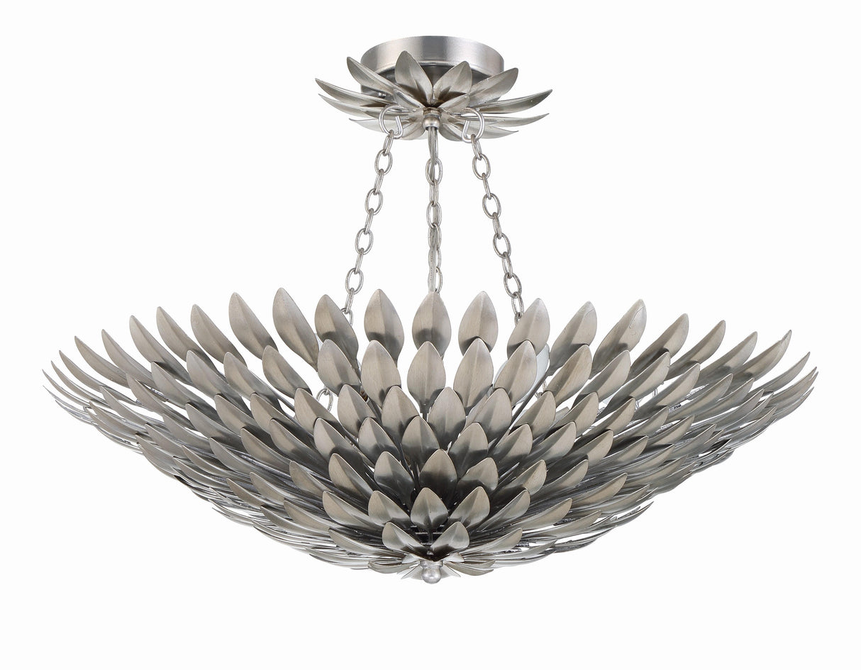 Crystorama Broche 6 Light Antique Silver Chandelier