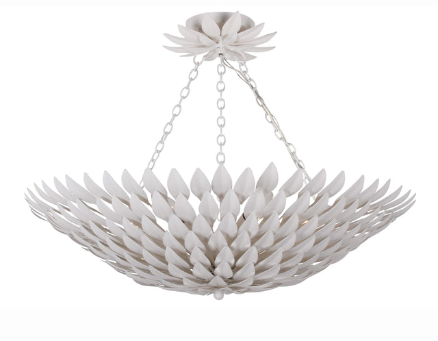 Crystorama Broche 6 Light Matte White Semi Flush Mount