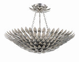 Crystorama Broche 6 Light Antique Silver Semi Flush Mount