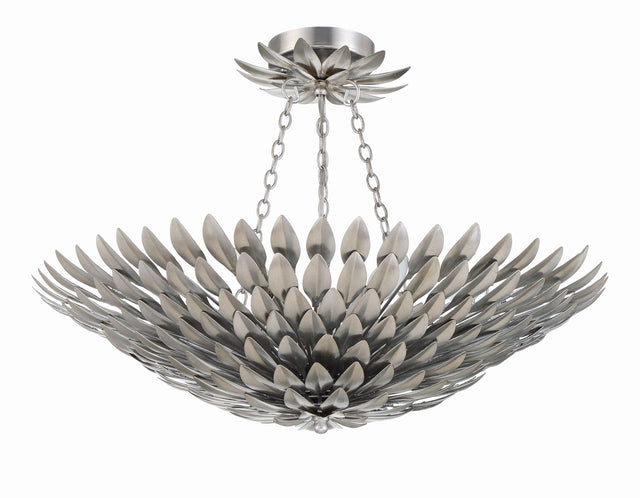 Crystorama Broche 6 Light Antique Silver Semi Flush Mount