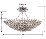 Crystorama Broche 6 Light Antique Silver Semi Flush Mount