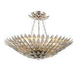 Crystorama Broche 6 Light Antique Silver Semi Flush Mount