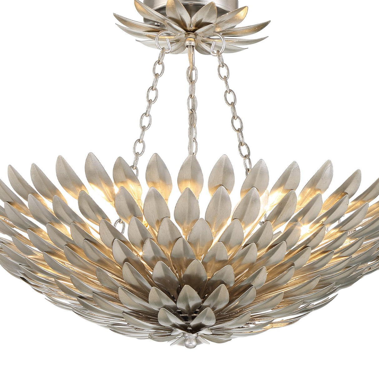 Crystorama Broche 6 Light Antique Silver Semi Flush Mount