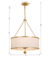 Crystorama Broche 6 Light Antique Gold Chandelier