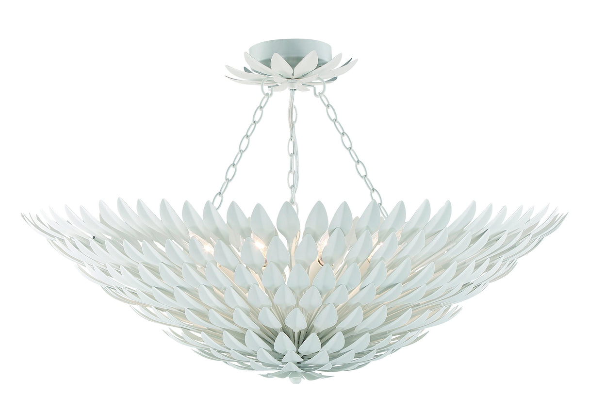 Crystorama Broche 8 Light Matte White Semi Flush Mount